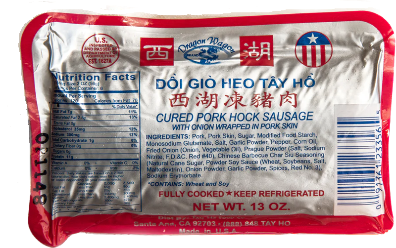 CURED PORK HOCK SAUSAGE WRAPPED IN PORK SKIN 13 oz Tay Ho Food Company