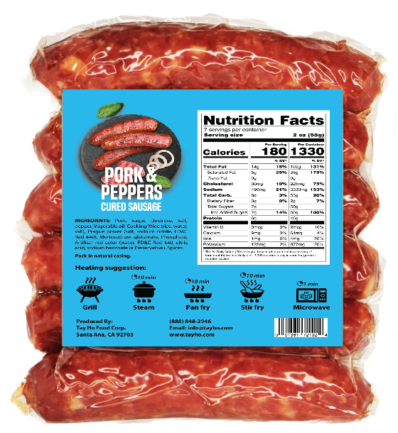 Lạp Xưởng Heo Tiêu Hột – Pork & Peppers Cured Sausage - 3 Packs